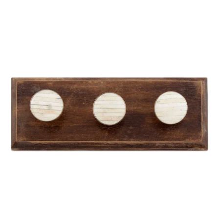 Cream Round  Metal And Bone Wooden Hooks